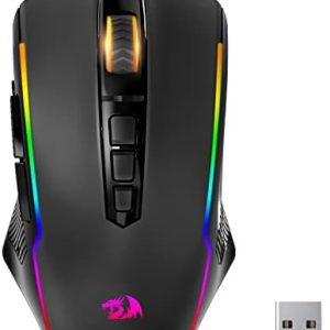 Redragon Gaming Mouse, Wireless Mouse Gaming with 8000 DPI, PC Gaming Mice with Fire Button, RGB Backlit Programmable Ergonomic Mouse Gamer, Rechargeable, 70Hrs for Windows, Mac Gamer, Black