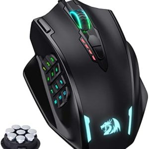 Redragon M908 Impact RGB LED MMO Gaming Mouse with 12 Side Buttons, Optical Wired Ergonomic Gamer Mouse with Max 12,400DPI, High Precision, 20 Programmable Macro Shortcuts, Comfort Grip
