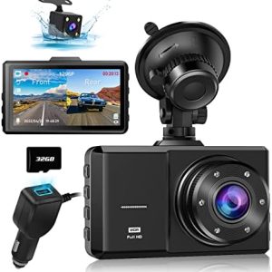 Dash Cam Front and Rear, SPADE Dual Dash Camera 1296P with 32G SD Card, Waterproof Backup Camera, DVR Car Dashboard Camera with Night Vision WDR G-Sensor Parking Monitor Loop Recording[UP-Grade]